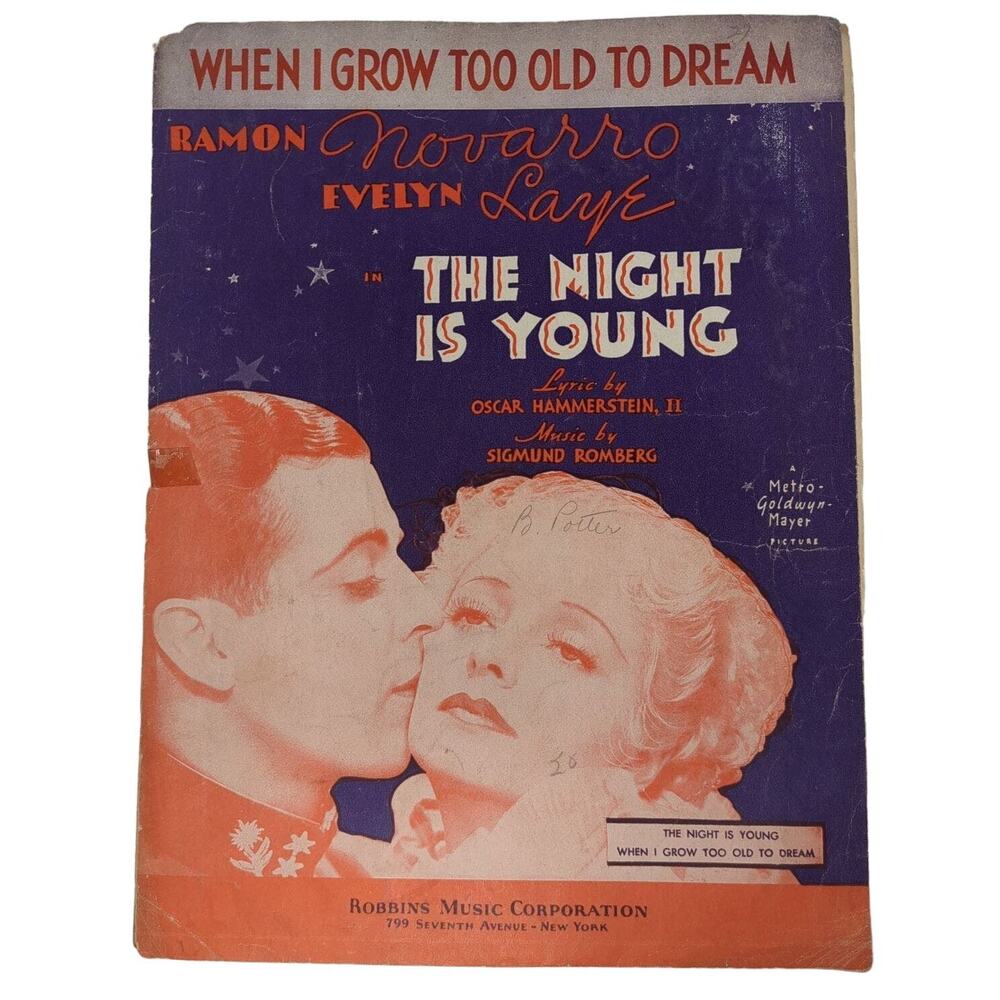 1935 When I Grow Too Old To Dream Piano Sheet Lyrics by Oscar Hammerstein II‎